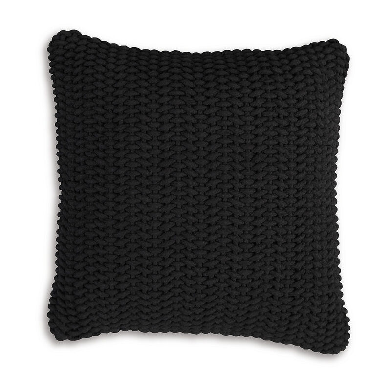 Rene Square Accent Throw Pillow, 20 Inch, Black Handwoven Design - Benzara