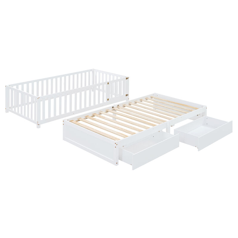 Merax Wood Daybed with Fence Guardrails