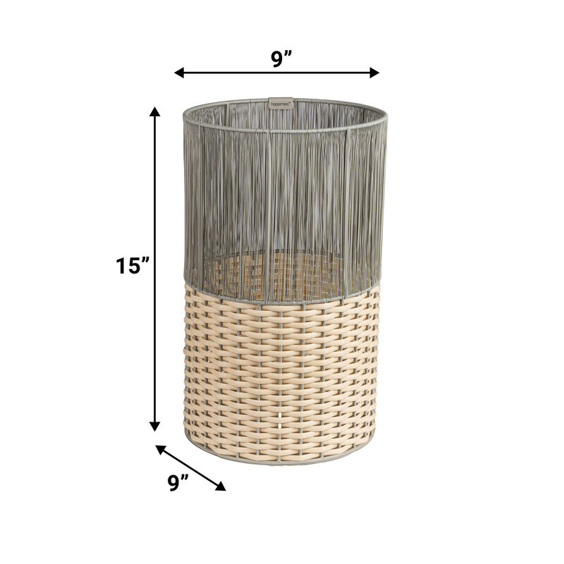 Harper Modern 2-Tone Faux Wicker Cylinder Waste Basket
