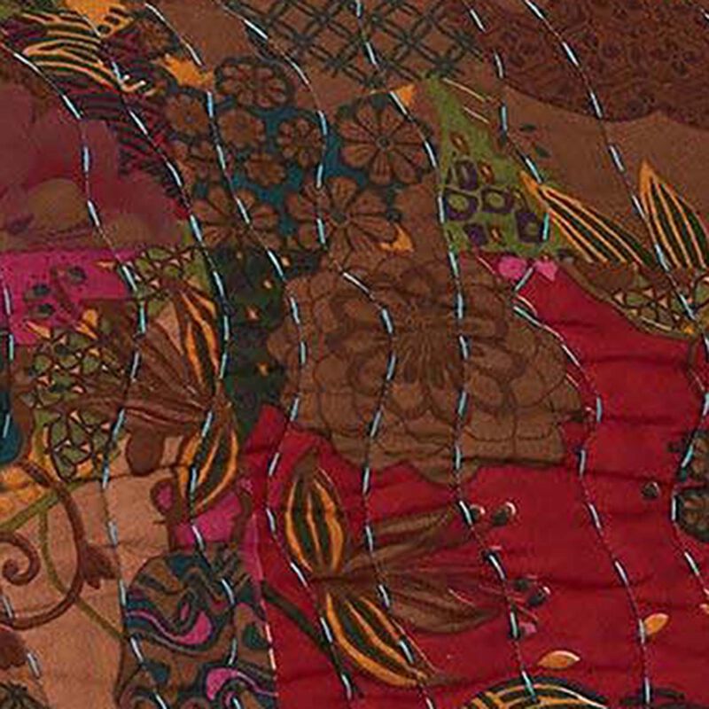 Greenland Home Fashions Jewel Cotton Kantha Quilted Bedspread Set - Jumbo Sized Reversible Quilt Set