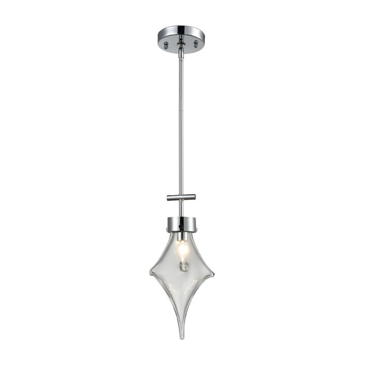 16" Metallic Silver and Clear Seedless Glass 1-Light Mini Pendant