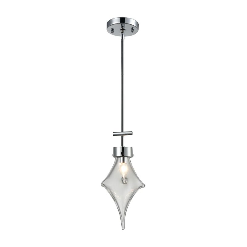 16" Metallic Silver and Clear Seedless Glass 1-Light Mini Pendant