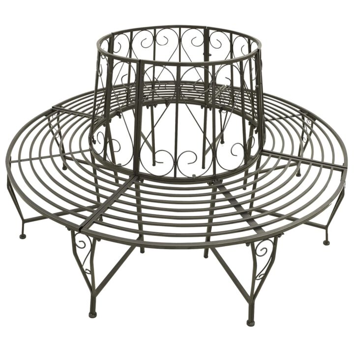 vidaXL Garden Tree Bench 63" Steel