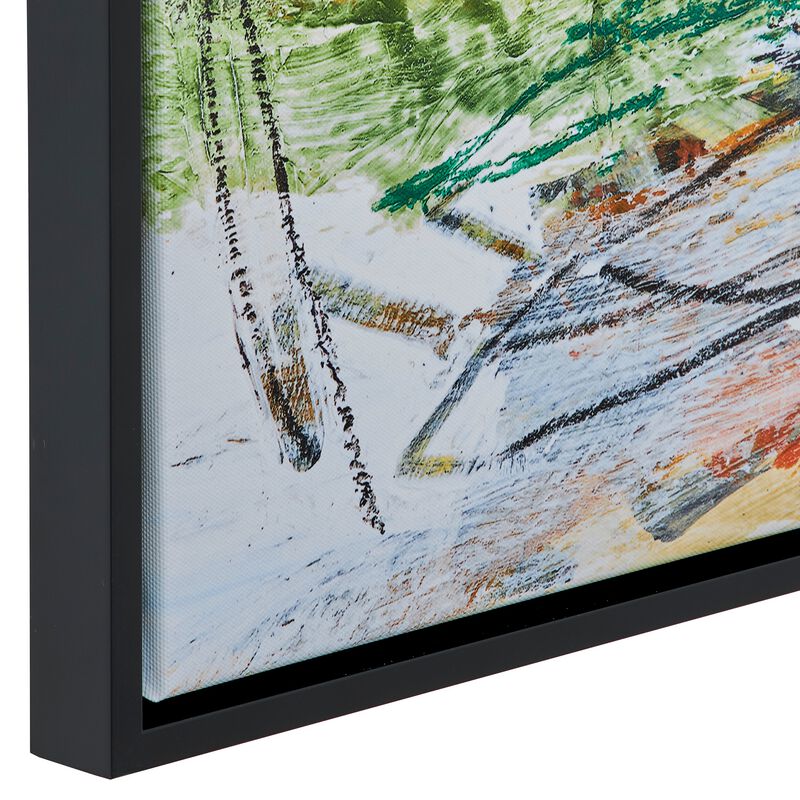25 x 37 Handcrafted Wall Art Abstract Giclee, Black Frame, Multicolor - Benzara