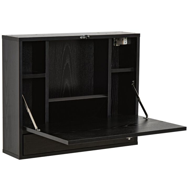 Black Space-Saver: Wall Mounted Desk with Foldable Tabletop