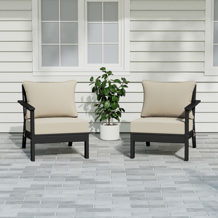 WestinTrends Outdoor Patio HDPE Loveseat Sofa with Patio Cushions