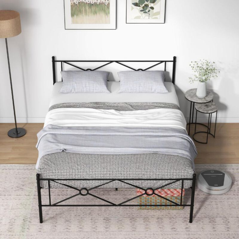 Hivvago Metal Platform Bed Frame with Headboard and Footboard