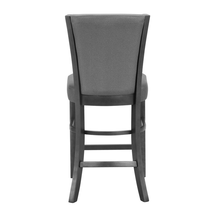Brandon 24 Inch Counter Height Chair Set of 2, Gray Fabric Upholstery - Benzara