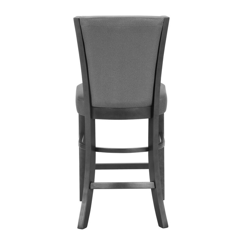 Brandon 24 Inch Counter Height Chair Set of 2, Gray Fabric Upholstery - Benzara