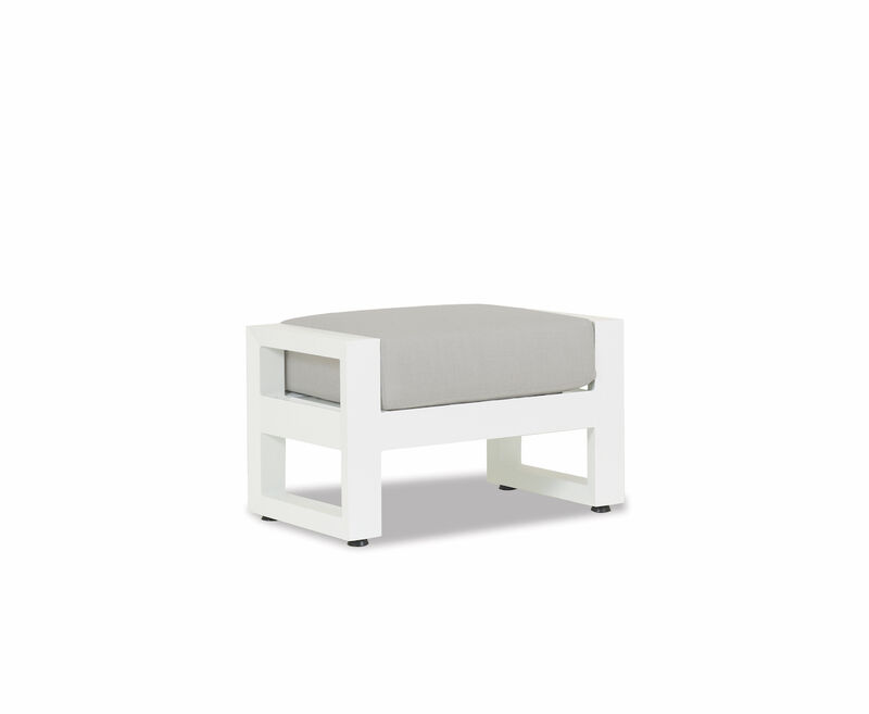 Newport Ottoman in Cast Silver, No Welt