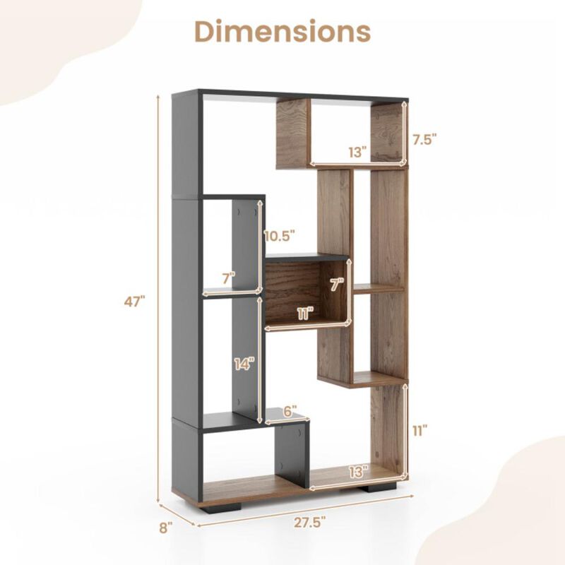 Hivvago 47-Inch Tall Bookshelf for Home Office Living Room-Natural & Black