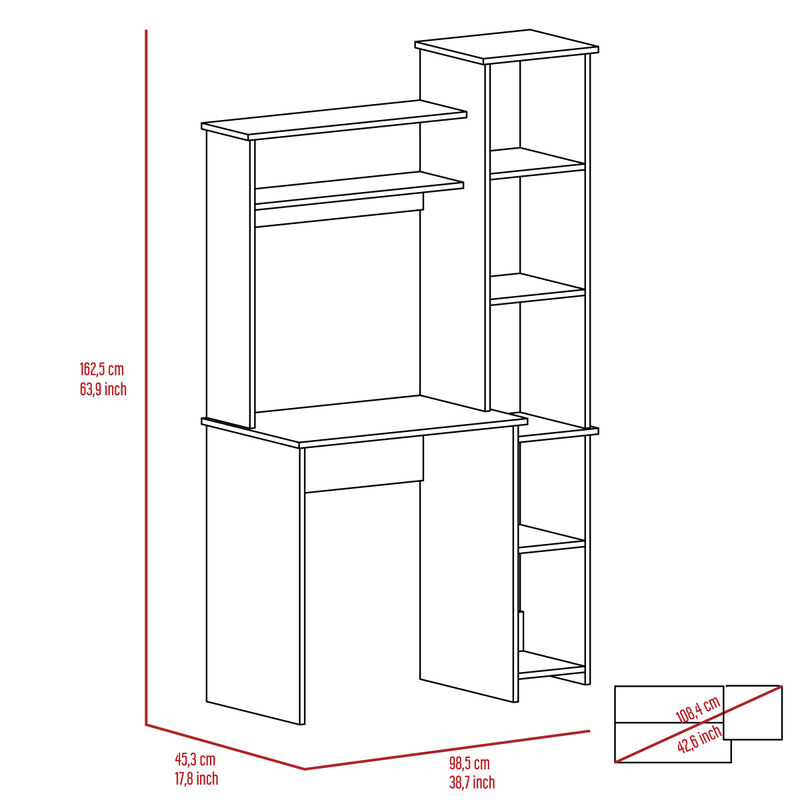 Versailles Writintg Desk, Two Superior Shelves, Five Cubbies - Light Oak