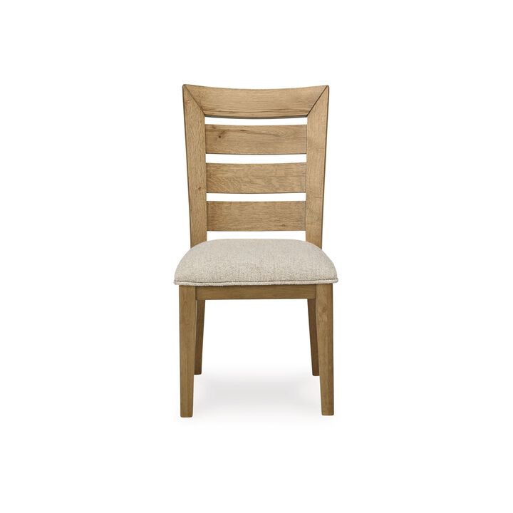 Sili 24 Inch Dining Chair Set of 2, Cushioned, Curved Ladder Back, Brown - Benzara