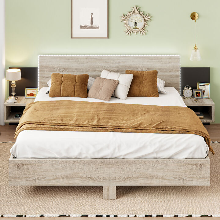 Merax Floating Platform Bed with LED Lights
