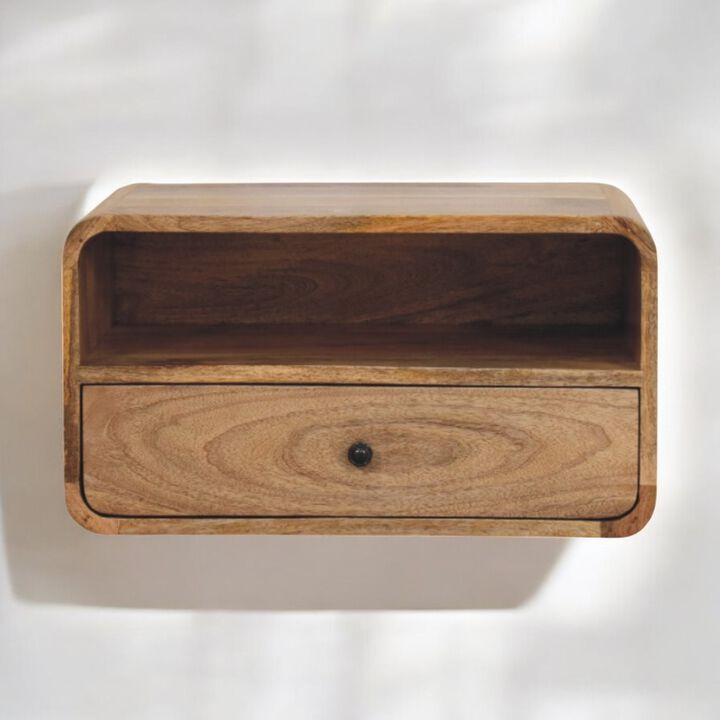 Artisan Furniture Solid Wood Avora Wall-Mounted Oak-ish Nightstand