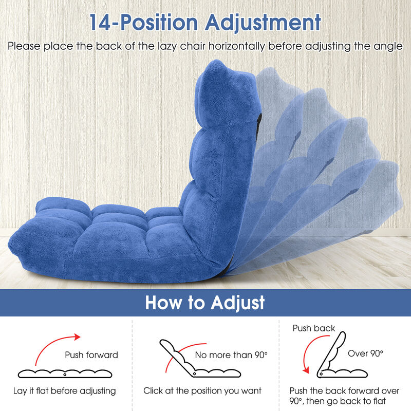Adjustable 14-Position Floor Chair Folding Lazy Gaming Sofa Chair