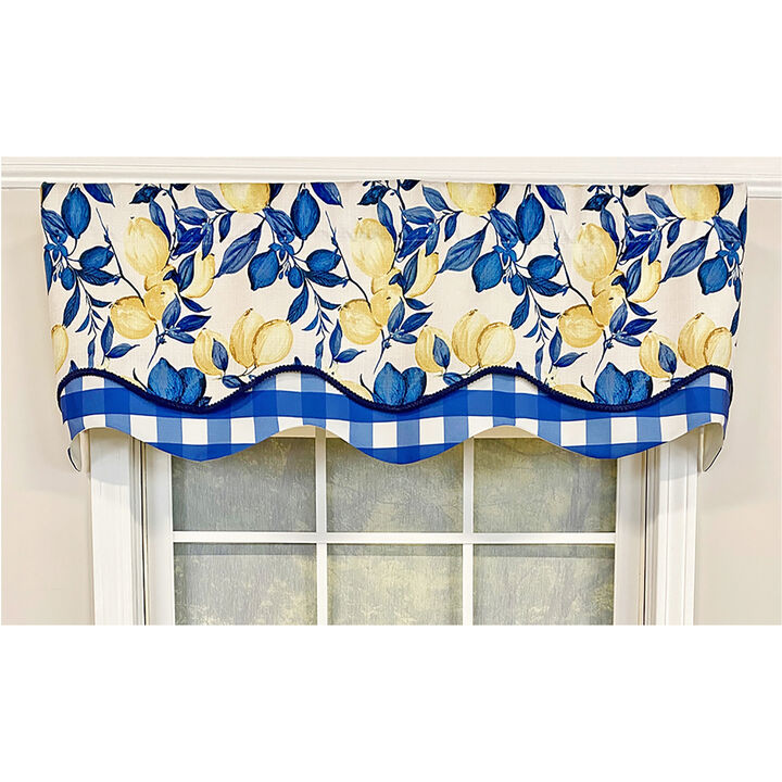 RLF Home El Limon Glory Valance Black. 3" Rod Pocket, Layered, Trimmed. 50"W X 16"L