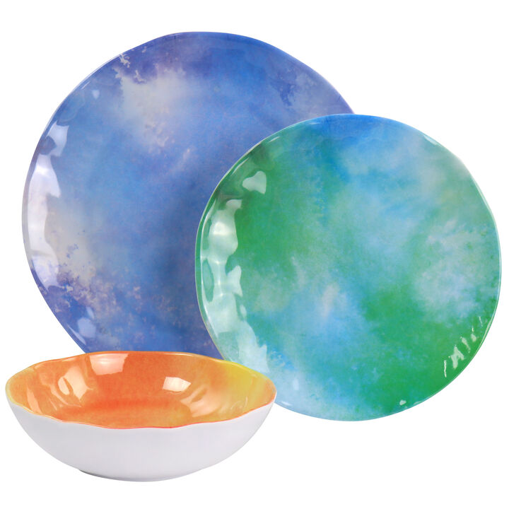 Spice by Tia Mowry Cinnamon Twist 12 Piece Melamine Dinnerware Set in Assorted Colors