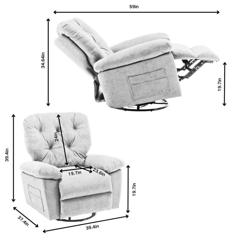 Merax Modern Fleece Recliner Chair with Manual Push Button