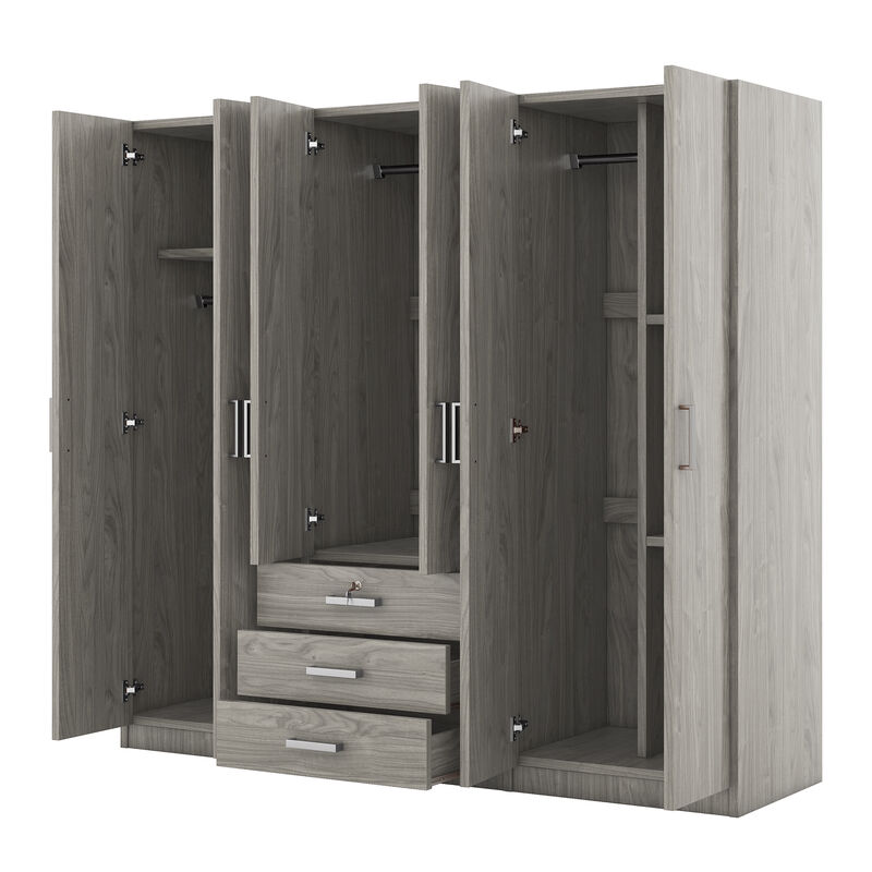 Merax 6-Doors Wooden Wardrobe Storage for Bedroom