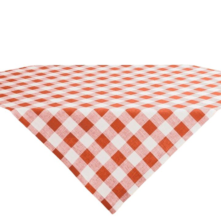 Solino Home 100% Pure Linen Table Throw 52 x 52 Inch | Buffalo Check