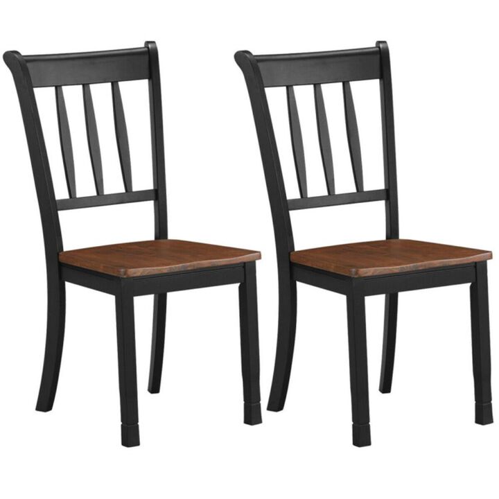 Hivvago 2 Pieces Solid Whitesburg Spindle Back Wood Dining Chairs
