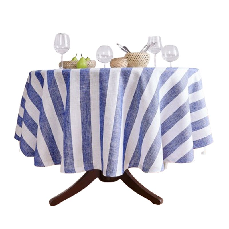 Solino Home 100% Pure Linen Round Tablecloth | Cabana Stripe for Spring & Easter