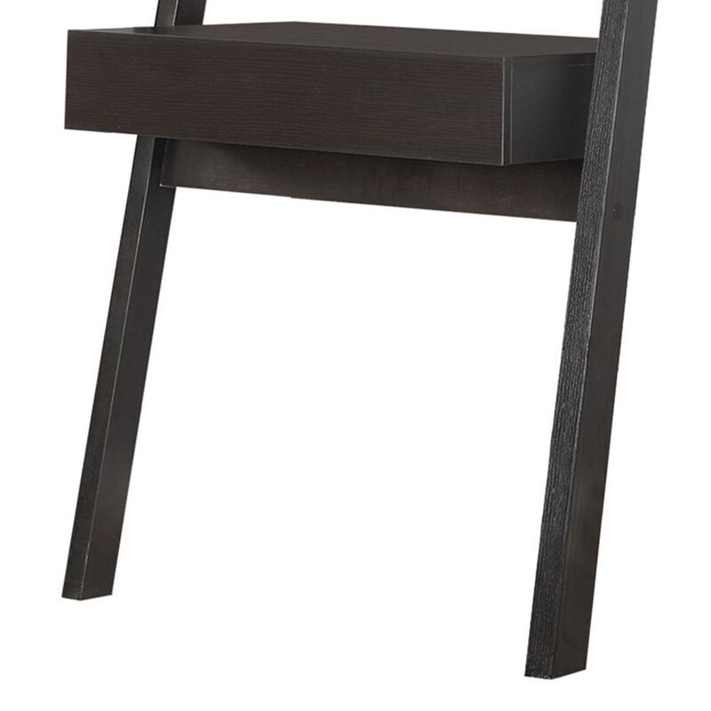 Freakish Ladder Desk With One Drawer, Cappuccino-Benzara