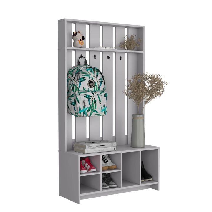 Norton Hall Tree 67.9" H, with 7 Shelves, Smokey Gray