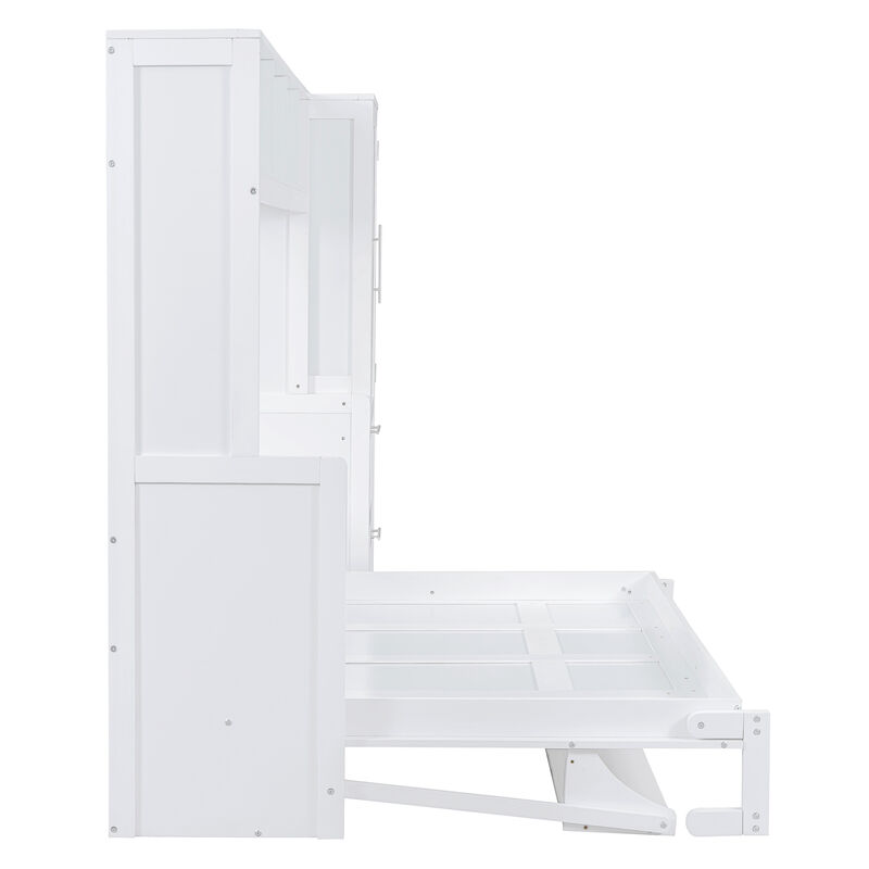 Merax Murphy Bed Wall Bed with Closet and Drawers