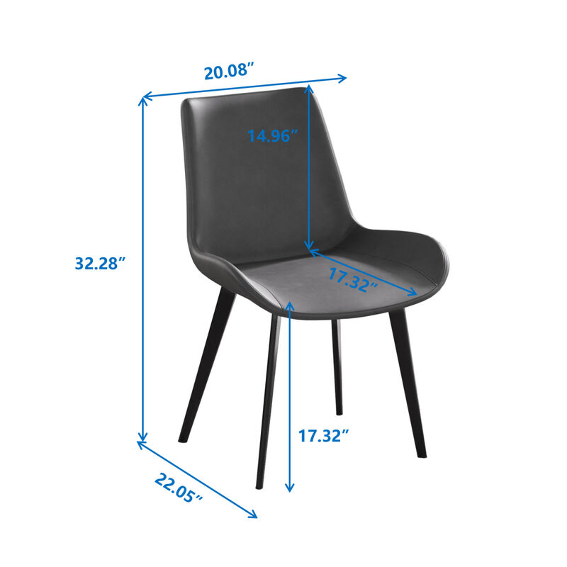 Modern Dining Chair Living Room Black Metal Leg Dining Chair-Grey-4 Pieces/Ctn