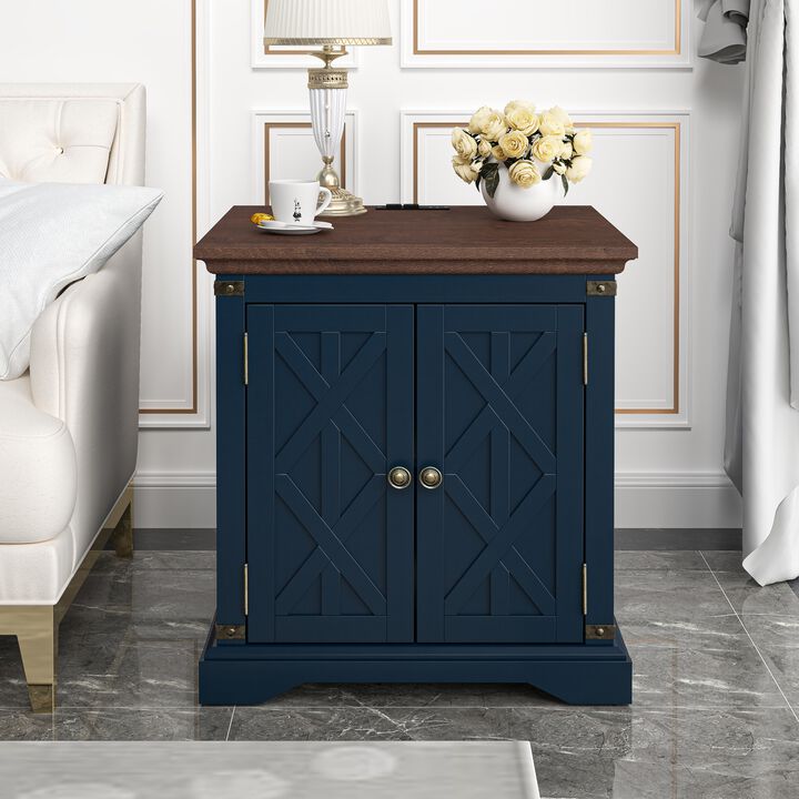 FESTIVO Farmhouse End Table with Charging Station
