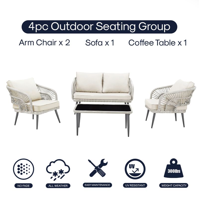 Inspired Home Arsema  Outdoor 4pc Seating Group