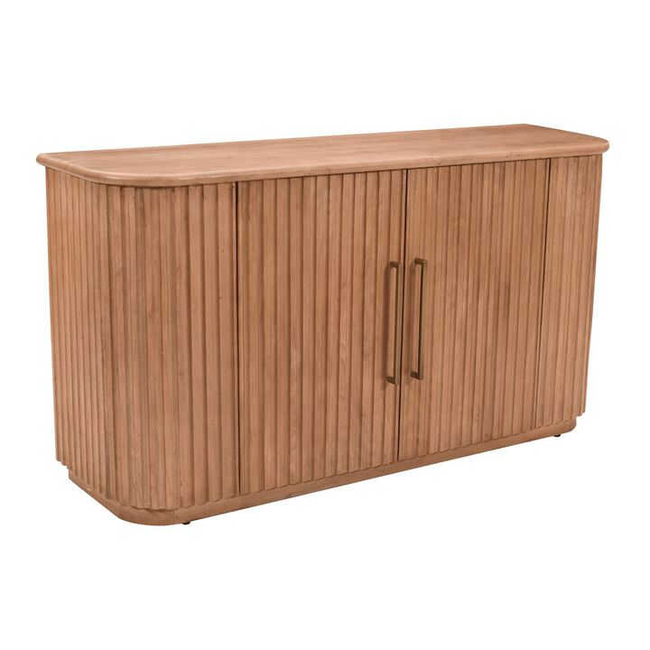 Jofran Breck Solid Wood 60" Mid-Century Modern Curved Sideboard Bar Storage Cabinet