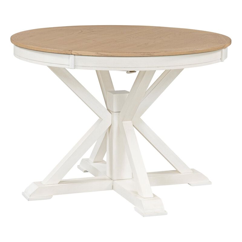 Retro Extendable Dining Table with 12" Leaf for Kitchen or Dining Room