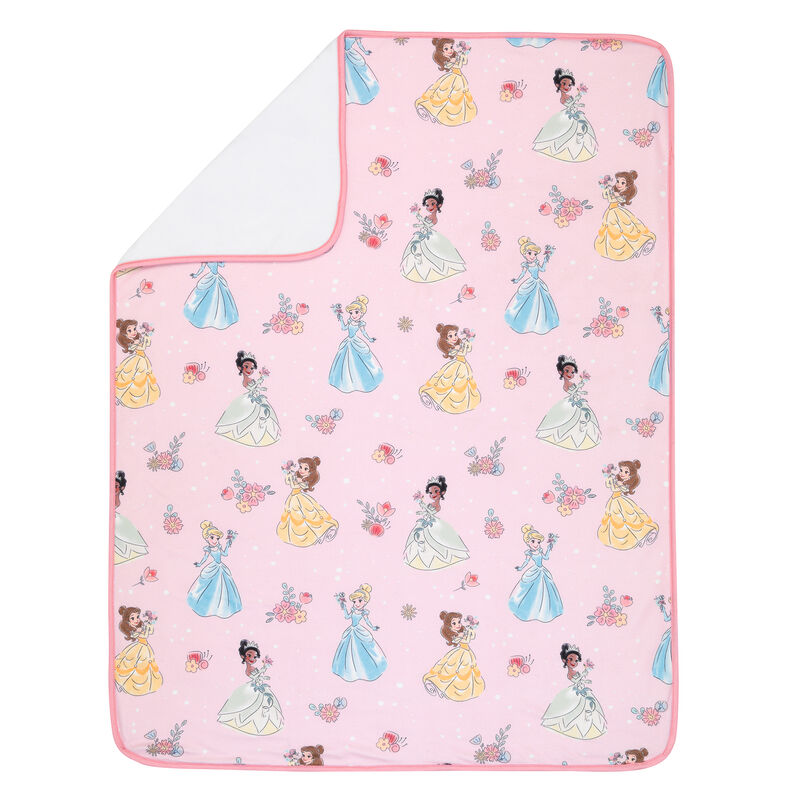 Lambs & Ivy Disney Princesses Pink Fleece Baby Blanket - Belle/Tiana/Cinderella
