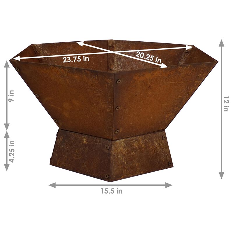 Sunnydaze 23 in Rustic Affinity Steel Fire Pit with Pedestal Stand