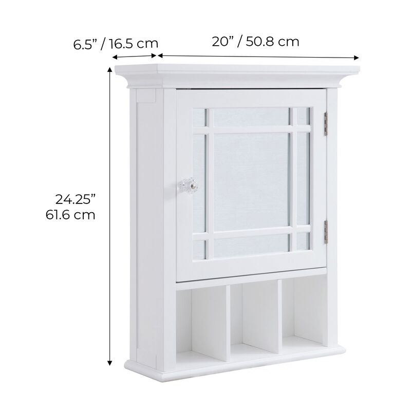 Teamson Home Neal Removable Wooden Medicine Cabinet- White
