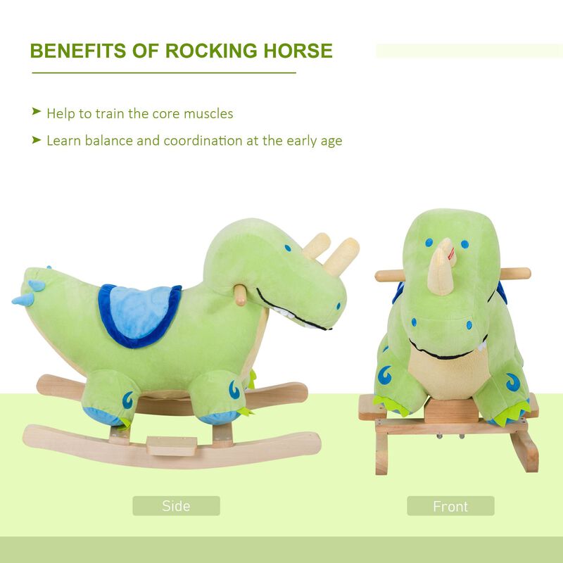 Prehistoric Playtime: Green Plush Dinosaur Rocker with Sounds