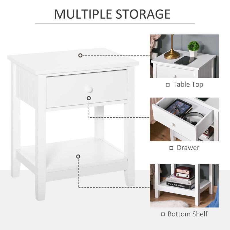 White Bedroom Helper: Modern Bedside Table with Drawer and Shelf