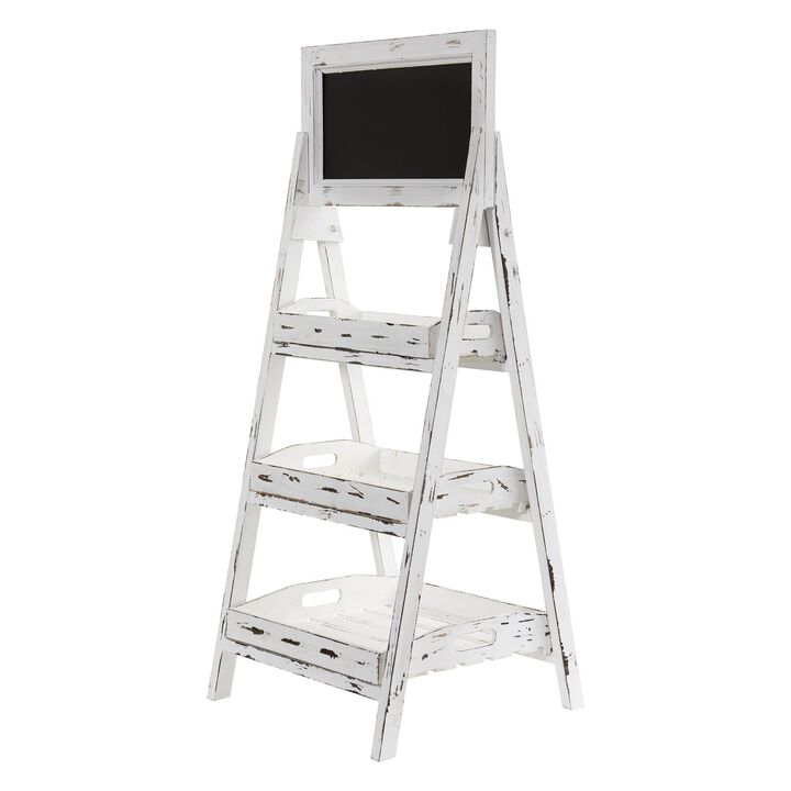 Nearly Natural 3-ft White Washed Farmhouse Stand with Chalkboard