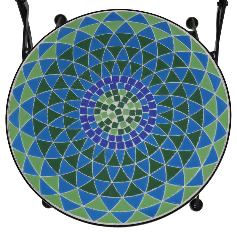 Sunnydaze Mosaic Tile Bistro Chair with Iron Frame - 2-Pack