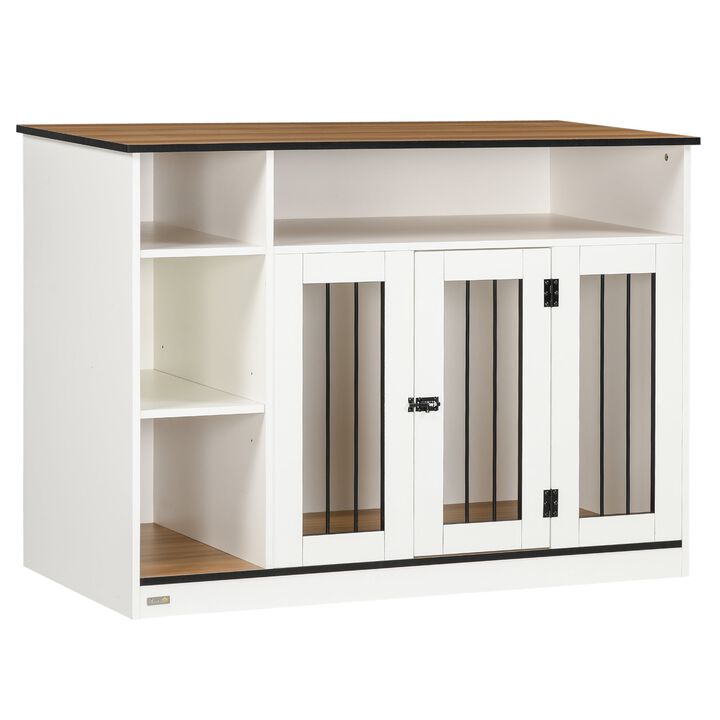 White Dog Haven: Crate End Table with Storage & Lockable Door
