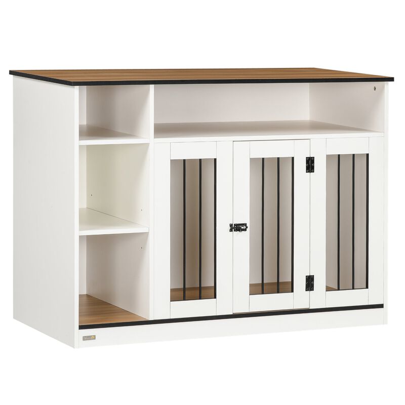 White Dog Haven: Crate End Table with Storage & Lockable Door