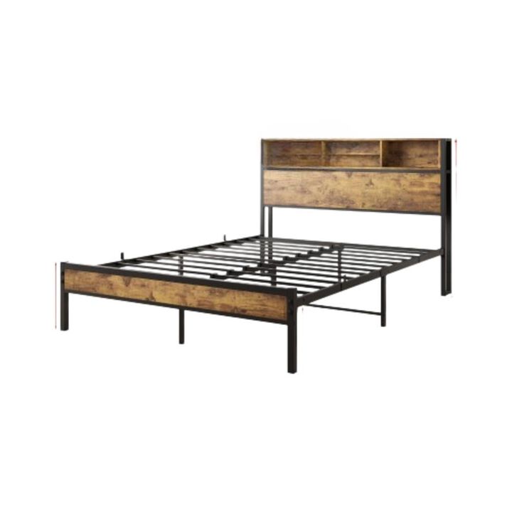 Hivvago FullSized Quick Assembly Heavy Duty Platform Bedframe with Charging Station