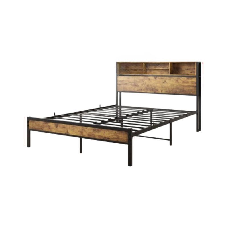 Hivvago FullSized Quick Assembly Heavy Duty Platform Bedframe with Charging Station