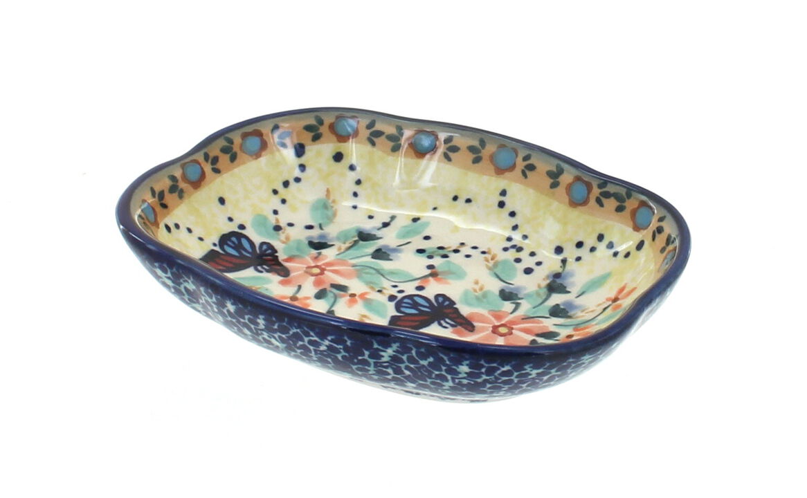 Blue Rose Polish Pottery Sunflower Soap Dish
