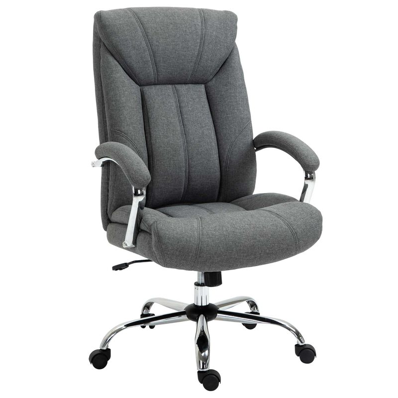 Grey Executive Seating: High Back Office Chair with Padded Armrests