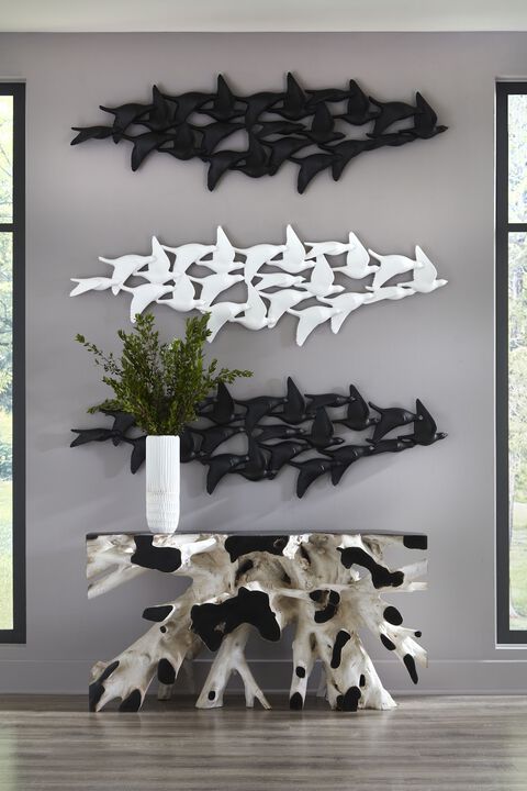 Flock of Birds Wall Art in Matte White