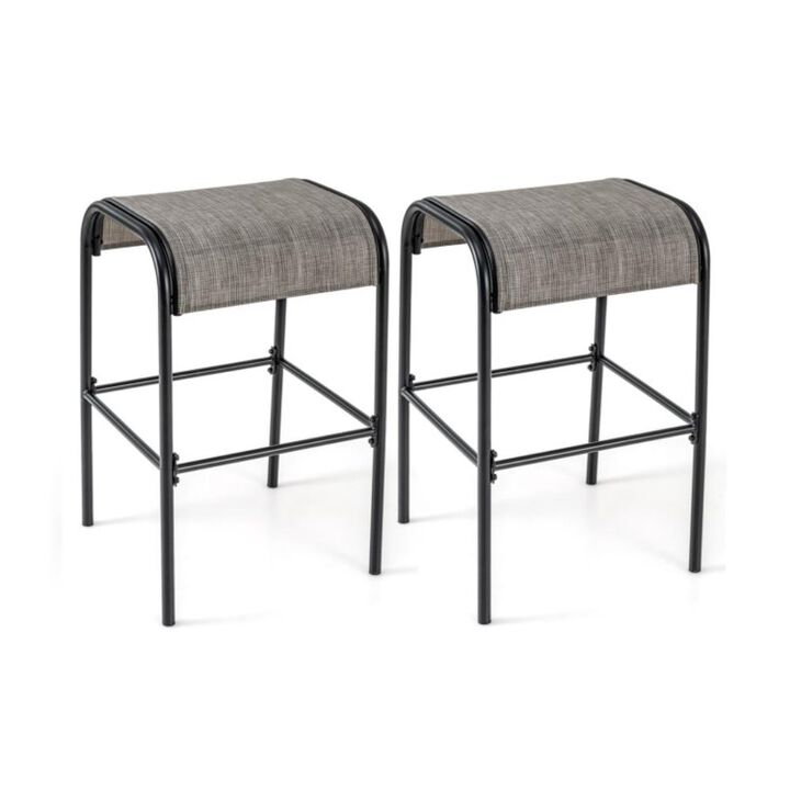 Hivvago Set of 2/4 Patio Metal Bar Stools with Curved Fabric Seat